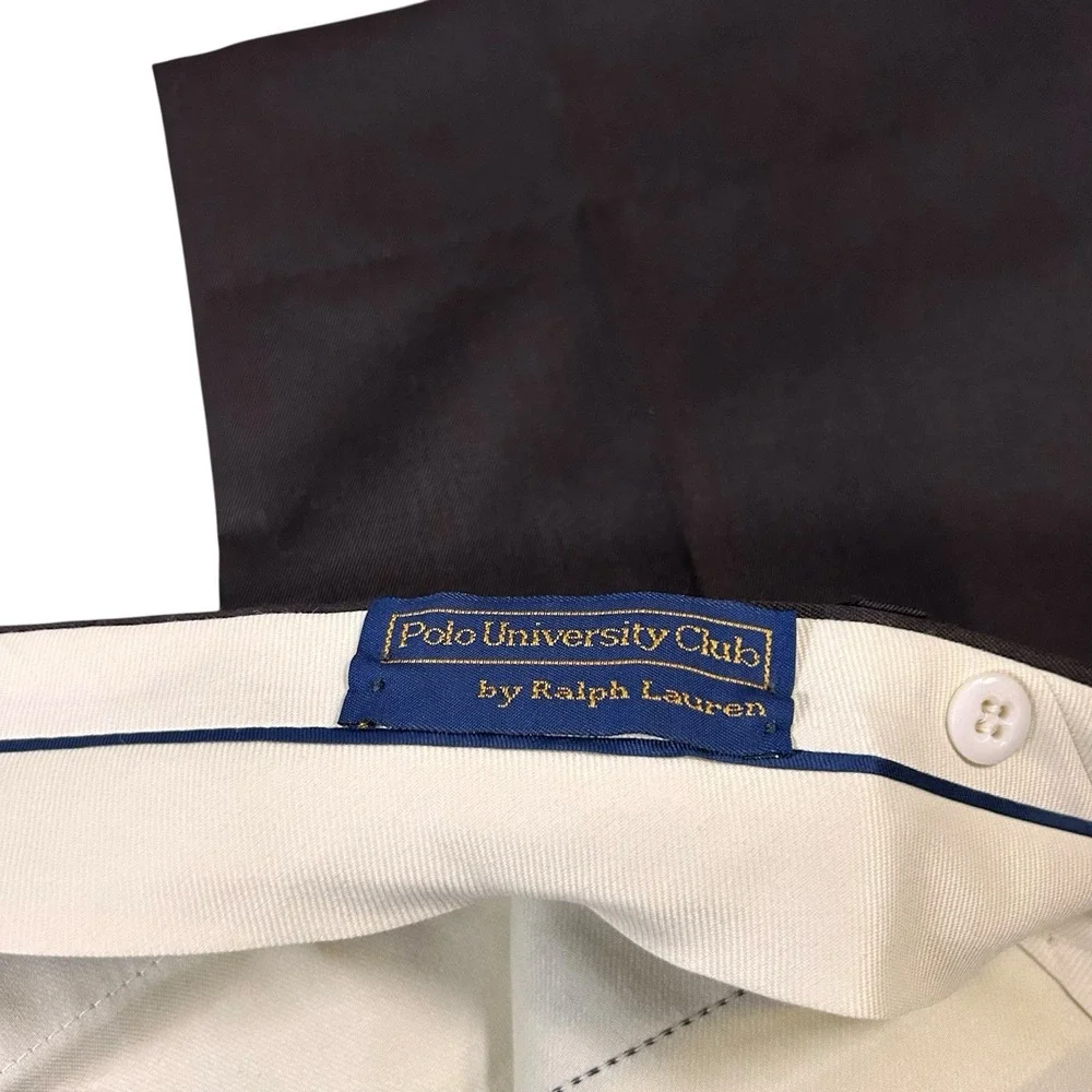 Vintage Ralph Lauren Polo University 36x32 Club Mens Wool Pants Chocolate Brown‎
